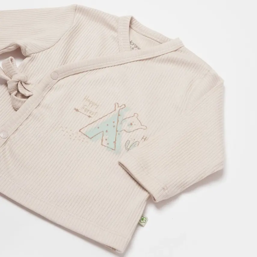 Bibaby Erkek Organik Zıbın Takımı 3lü Modal Happy Forest Bej - Mint - 2