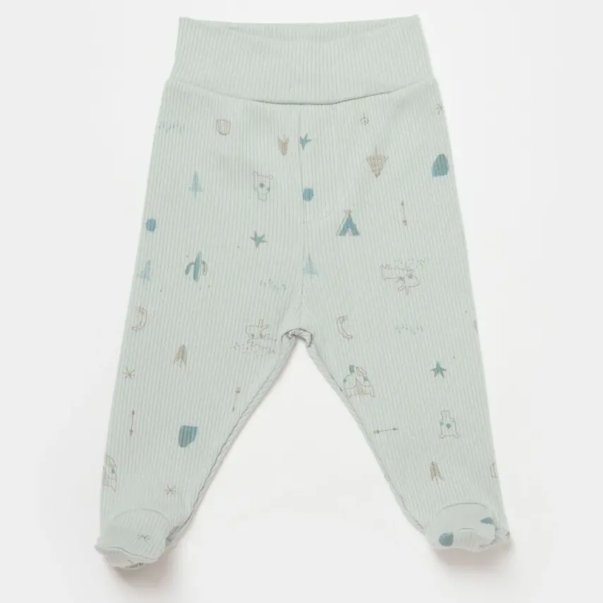 Bibaby Erkek Organik Zıbın Takımı 3lü Modal Happy Forest Bej - Mint - 4