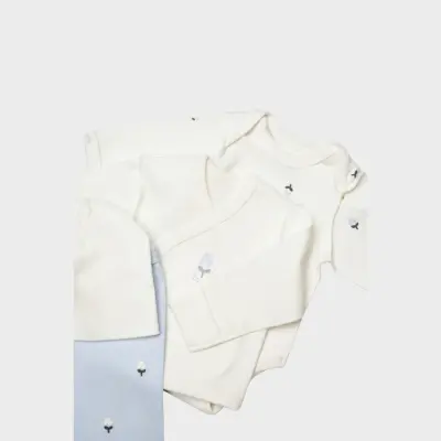 Bibaby Kız Bebek Organik Zıbın Takımı 4lü Love Floral Ekru - Lila - 2