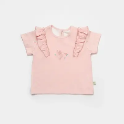 Bibaby Kız Organik 2li Takım Şortlu Always Happy Gül Kurusu - Mint (1)