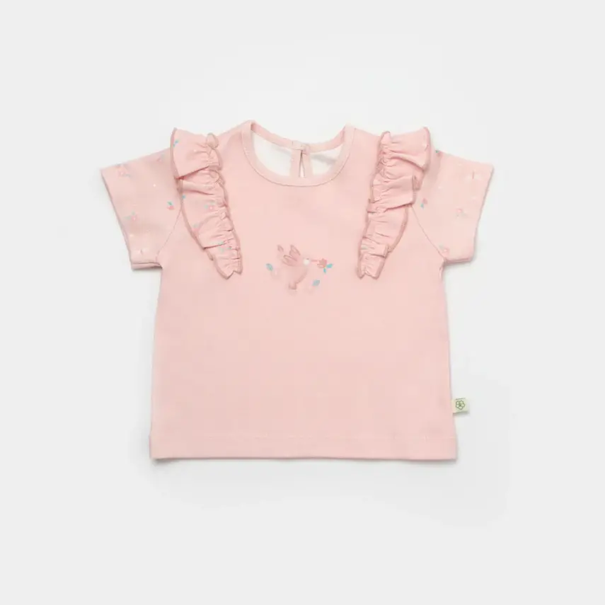 Bibaby Kız Organik 2li Takım Şortlu Always Happy Gül Kurusu - Mint - 2