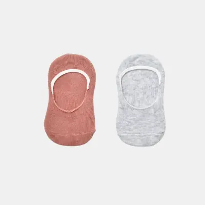 Bibaby Kız Organik Babet Çorap 2li Basic Gri - Gül Kurusu