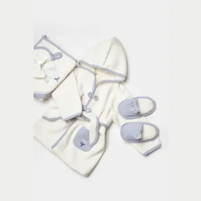 Bibaby Kız Organik Bornoz Love Floral Ekru - Lila - 4