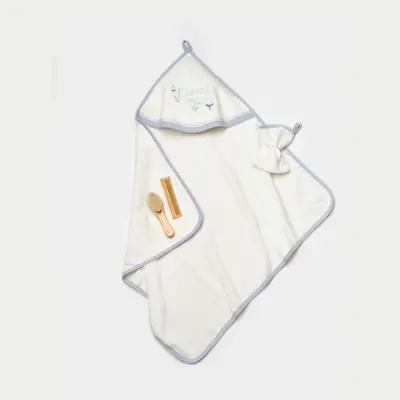 Bibaby Kız Organik Bornoz Love Floral Ekru - Lila - 5