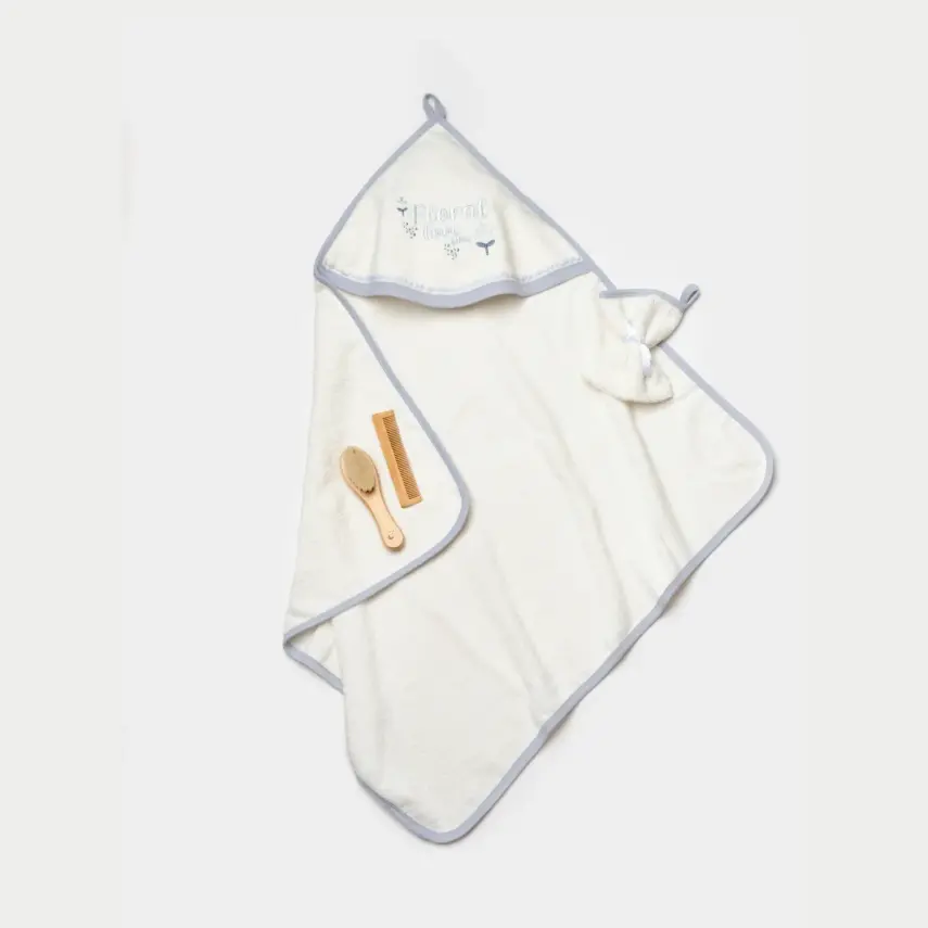 Bibaby Kız Organik Bornoz Love Floral Ekru - Lila - 5