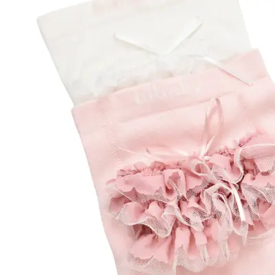 Bibaby Kız Organik Çorap Külotlu Jakarlı Dantelli Pembe - 3