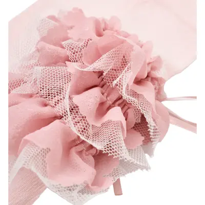 Bibaby Kız Organik Çorap Külotlu Jakarlı Dantelli Pembe - 5
