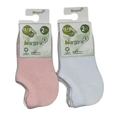 Bibaby Kız Organik Çorap Sneakers 2li Pembe - Beyaz - 4