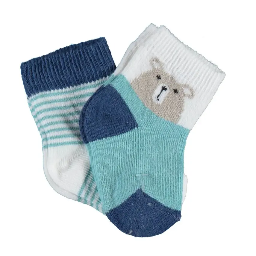 Bibaby Kız Organik Çorap Soket 2li Hello Teddy Bear Yeşil - 2