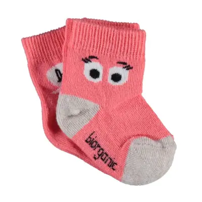 Bibaby Kız Organik Çorap Soket 2li Hi Nar Çiçeği 