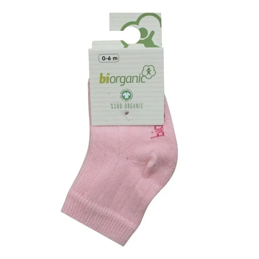 Bibaby Kız Organik Çorap Soket Simple Pembe - 4