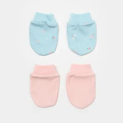 Bibaby Kız Organik Eldiven 2li Always Happy Gül Kurusu - Mint