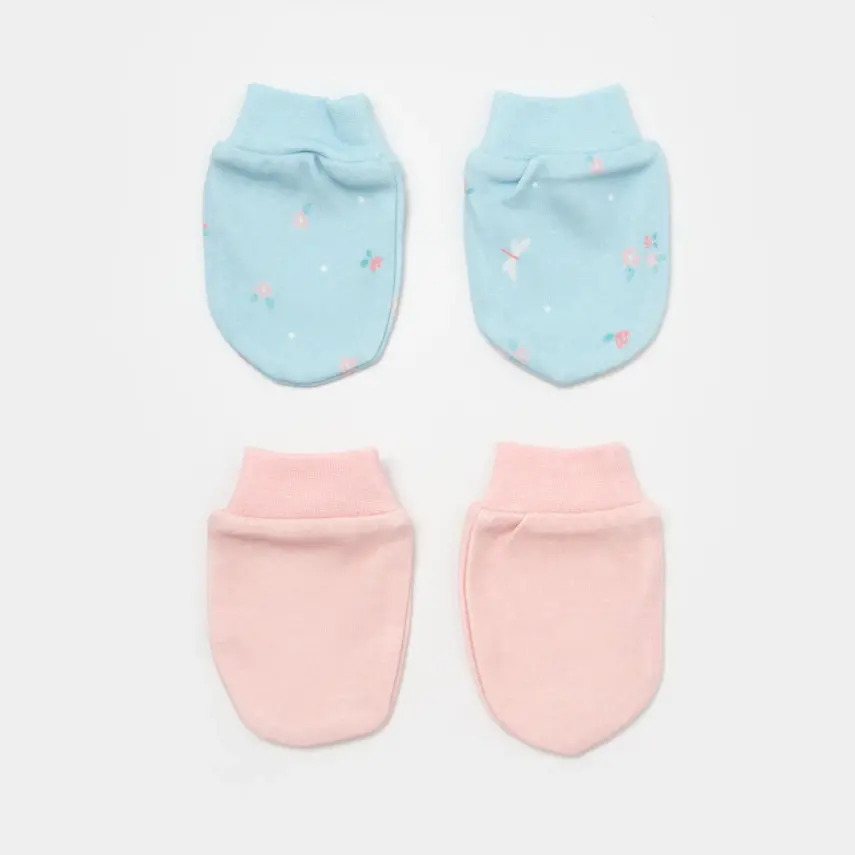 Bibaby Kız Organik Eldiven 2li Always Happy Gül Kurusu - Mint - 1