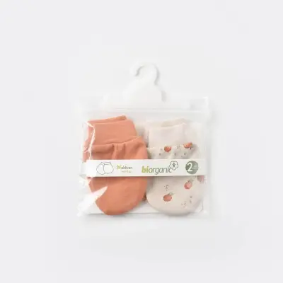 Bibaby Kız Organik Eldiven 2li Summer Fruit Light Cream Caramel (1)