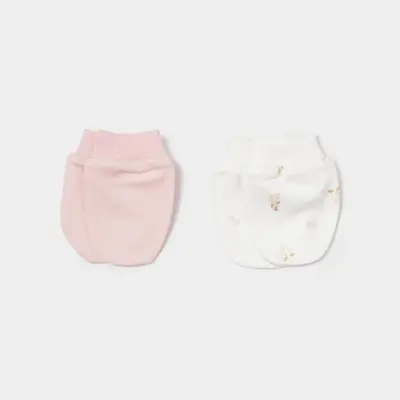 Bibaby Kız Organik Eldiven 2li The Flowers Ekru - Pembe