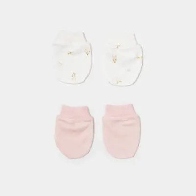 Bibaby Kız Organik Eldiven 2li The Flowers Ekru - Pembe - 4