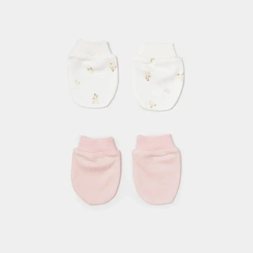 Bibaby Kız Organik Eldiven 2li The Flowers Ekru - Pembe - 4