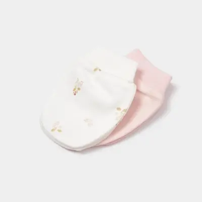 Bibaby Kız Organik Eldiven 2li The Flowers Ekru - Pembe (1)