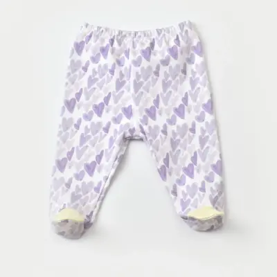 Bibaby Kız Organik Pantolon Patikli Love You Baby Yellow Lavander