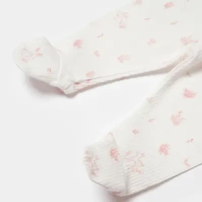 Bibaby Kız Organik Pantolon Patikli Waffle Deer And Bird Ekru - Gül - 4