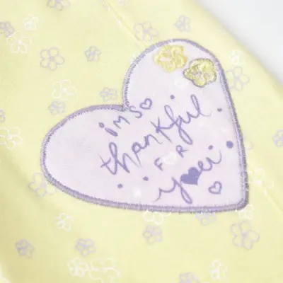 Bibaby Kız Organik Pantolon Patiksiz Love You Baby Yellow Lavander (1)