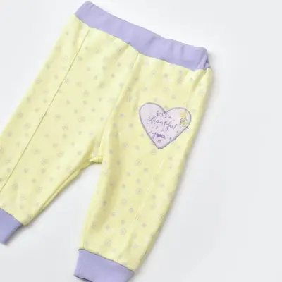 Bibaby Kız Organik Pantolon Patiksiz Love You Baby Yellow Lavander - 4