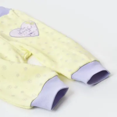 Bibaby Kız Organik Pantolon Patiksiz Love You Baby Yellow Lavander - 3
