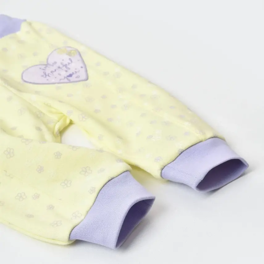 Bibaby Kız Organik Pantolon Patiksiz Love You Baby Yellow Lavander - 3