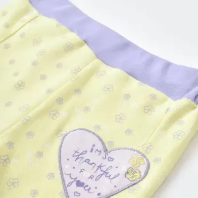 Bibaby Kız Organik Pantolon Patiksiz Love You Baby Yellow Lavander - 5