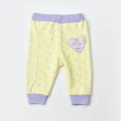 Bibaby Kız Organik Pantolon Patiksiz Love You Baby Yellow Lavander