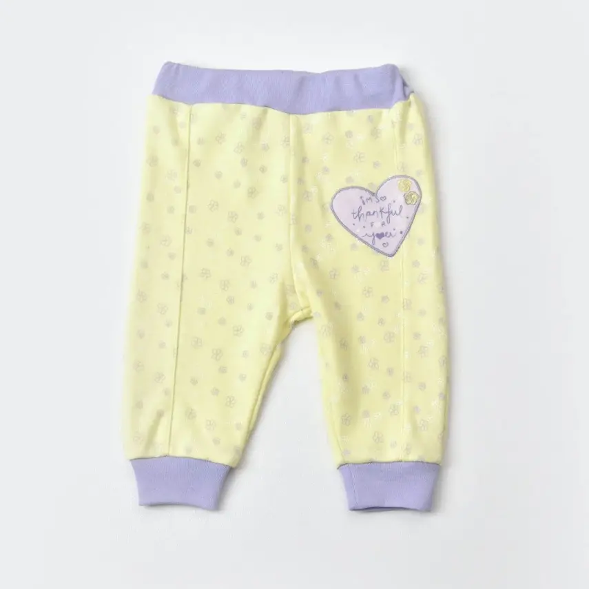 Bibaby Kız Organik Pantolon Patiksiz Love You Baby Yellow Lavander - 1