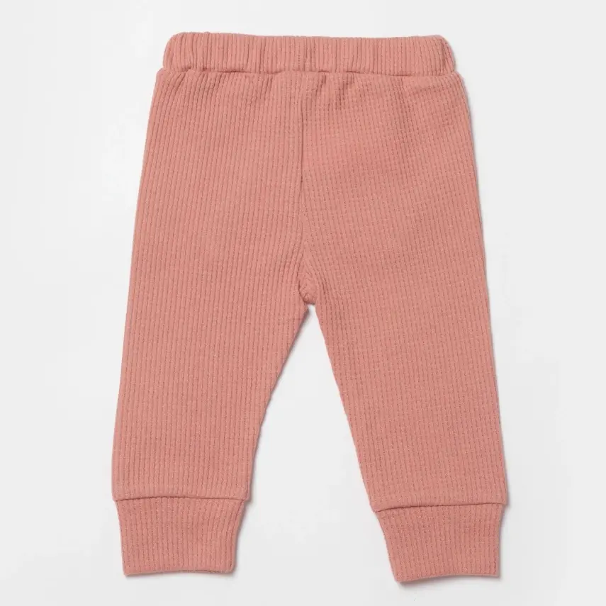 Bibaby Kız Organik Pantolon Waffle Deer And Bird Ekru - Rose - 2