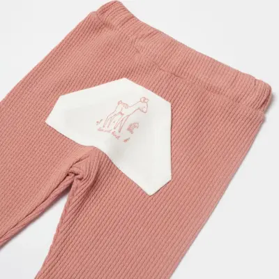 Bibaby Kız Organik Pantolon Waffle Deer And Bird Ekru - Rose - 3