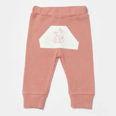 Bibaby Kız Organik Pantolon Waffle Deer And Bird Ekru - Rose