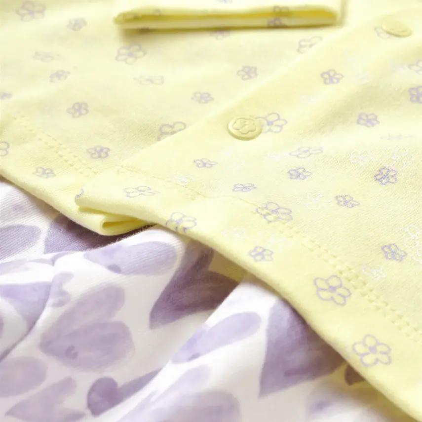 Bibaby Kız Organik Pijama Takımı Love You Baby Yellow Lavander - 5