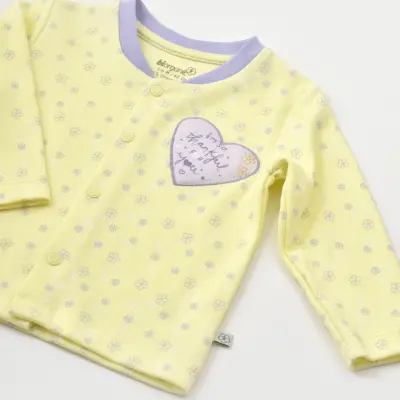 Bibaby Kız Organik Pijama Takımı Love You Baby Yellow Lavander - 8