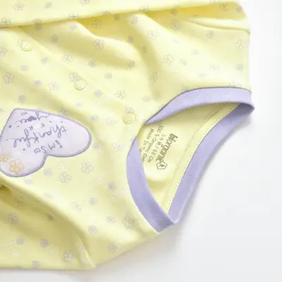 Bibaby Kız Organik Pijama Takımı Love You Baby Yellow Lavander (1)