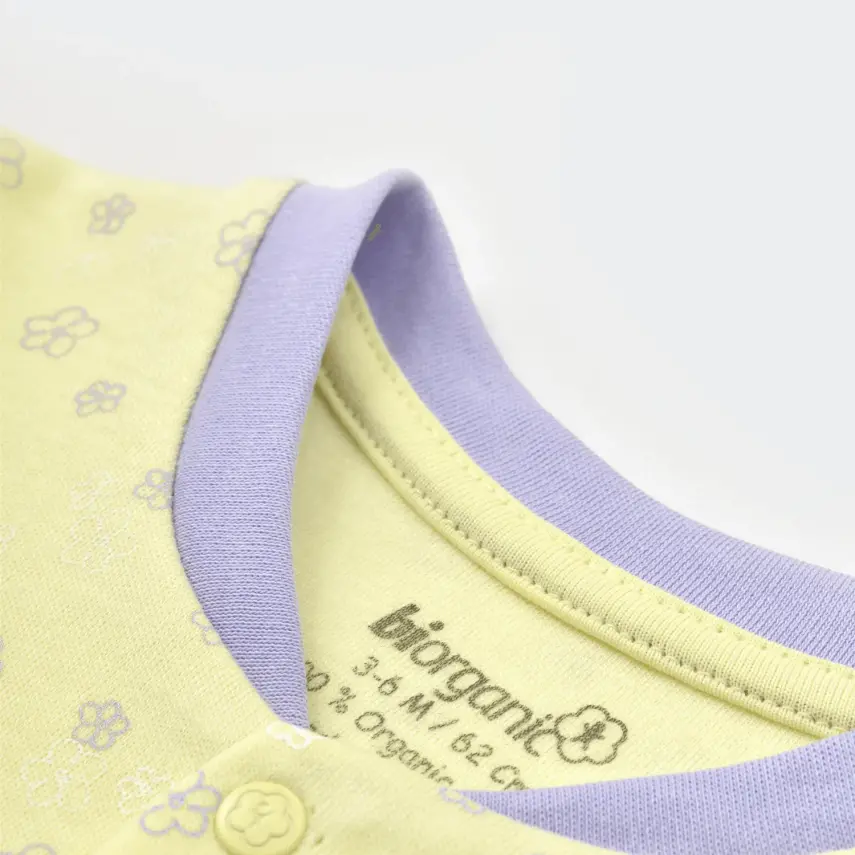 Bibaby Kız Organik Pijama Takımı Love You Baby Yellow Lavander - 10