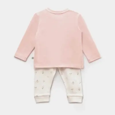 Bibaby Kız Organik Pijama Takımı The Flowers Ekru - Pembe (1)