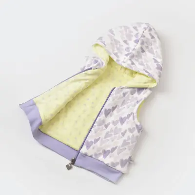 Bibaby Kız Organik Yelek Kapüşonlu Love You Baby Yellow Lavander - 9