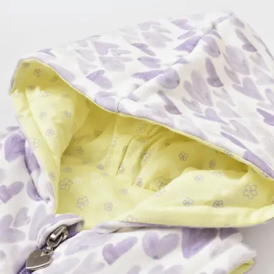 Bibaby Kız Organik Yelek Kapüşonlu Love You Baby Yellow Lavander - 3