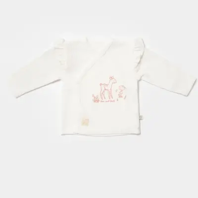 Bibaby Kız Organik Zıbın Takımı 3lü Waffle Deer And Bird Ekru - Rose (1)