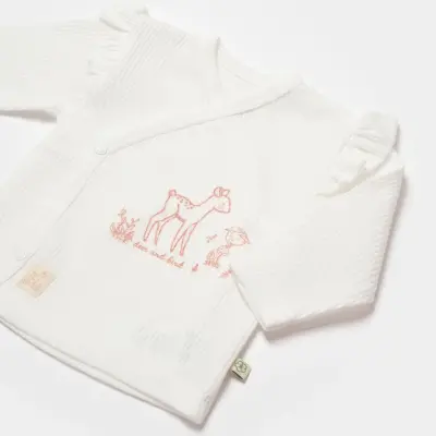 Bibaby Kız Organik Zıbın Takımı 3lü Waffle Deer And Bird Ekru - Rose - 4