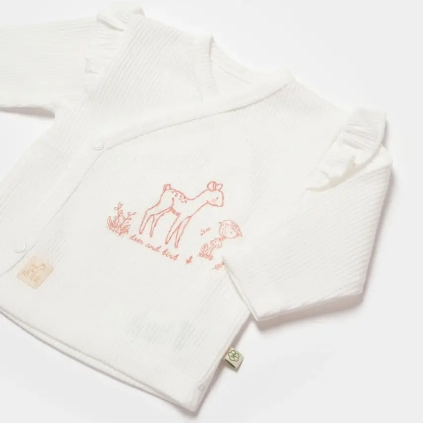 Bibaby Kız Organik Zıbın Takımı 3lü Waffle Deer And Bird Ekru - Rose - 4