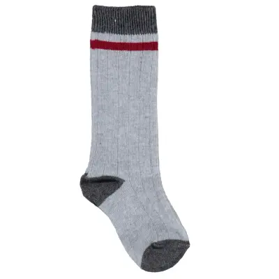 Bibaby Organik Çorap Dizaltı Çizgili Gri 