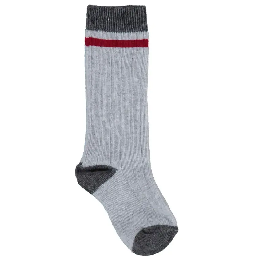 Bibaby Organik Çorap Dizaltı Çizgili Gri - 1