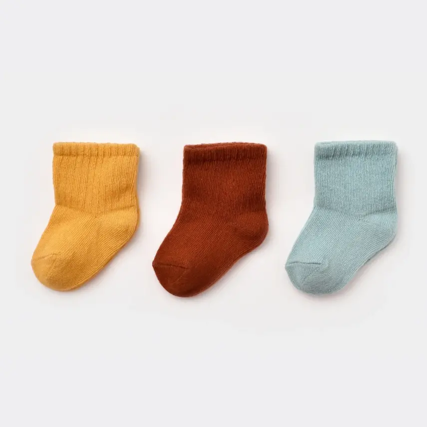 Bibaby Organik Çorap Soket 3lü Kaymaz Basic Tarçın -Nil - Hardal - 6