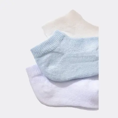 Bibaby Organik Çorap Soket 3lü Summer Mavi (1)