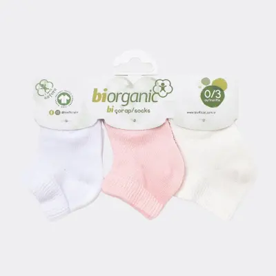 Bibaby Organik Çorap Soket 3lü Summer Pembe