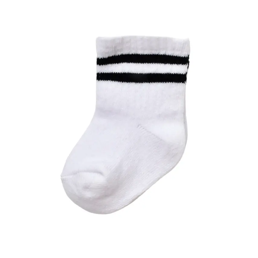 Bibaby Organik Çorap Soket Çizgili Beyaz - 1